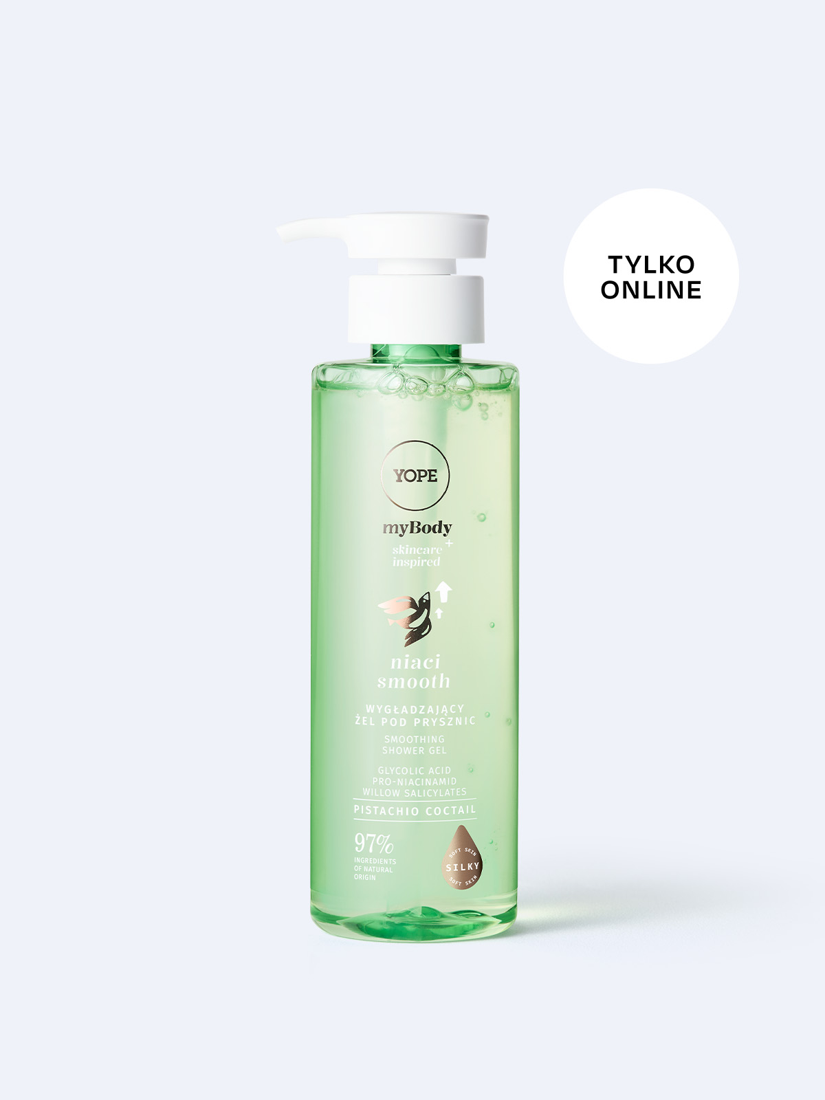 Smoothing shower gel for skin needing smoothing and dealing with imperfections myBODY